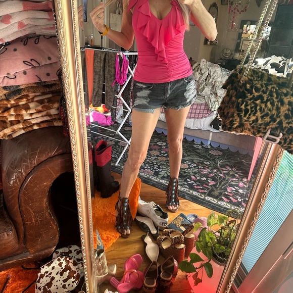 Pink Ruffled Women's Top Bebe vintage XS - Picture 12 of 14